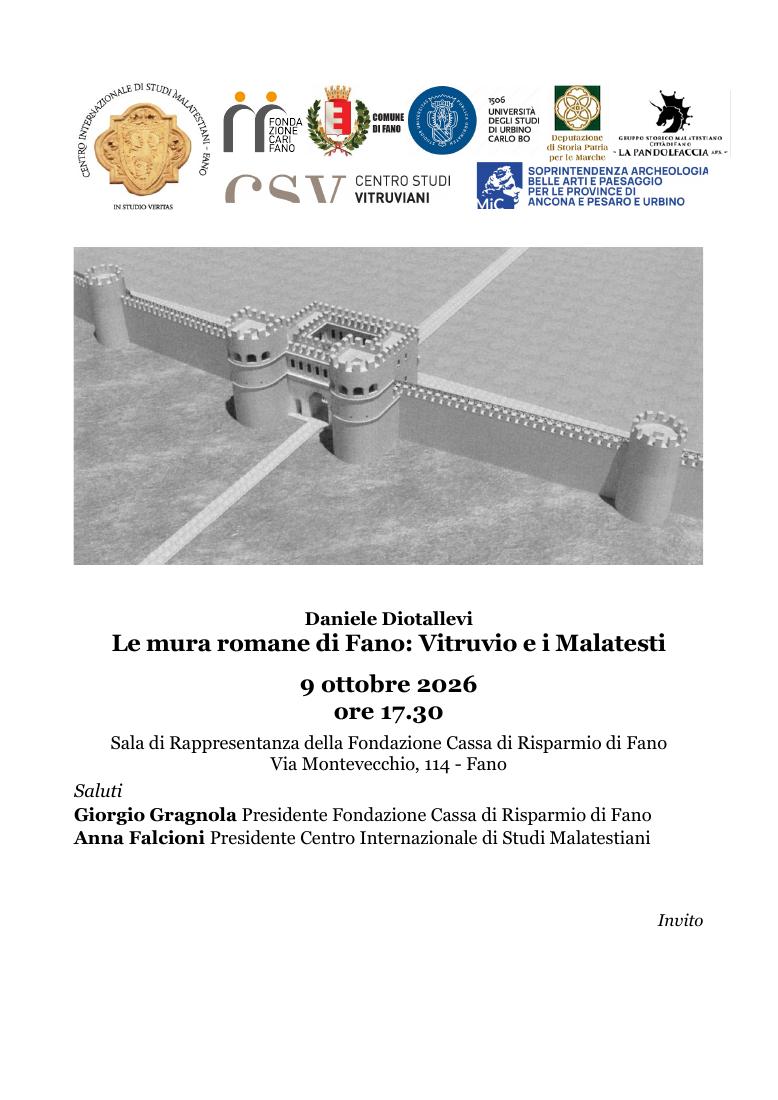 Invito alla conferenza Le mura romane di Fano: Vitruvio e i Malatesti